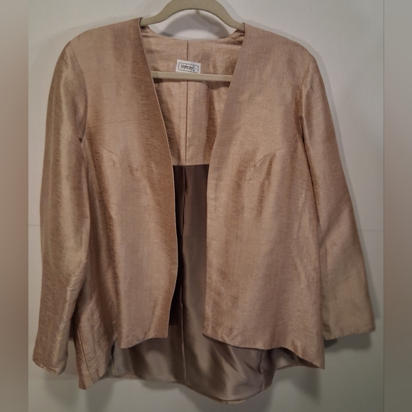 Raw Silk Gold Open Blazer Size XL Khymany - Picture 4 of 8